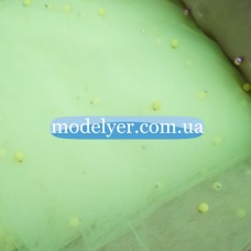 Ткань Сетка с жемчугом (лимонный)